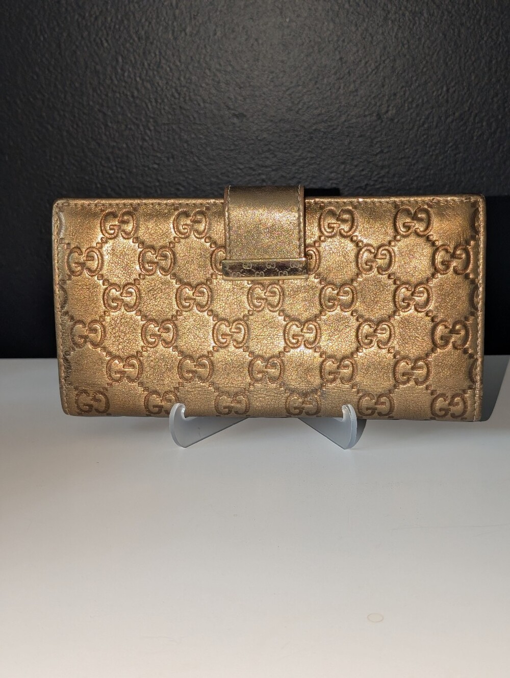 Gucci Guccissima Metallic Gold GG Long Wallet